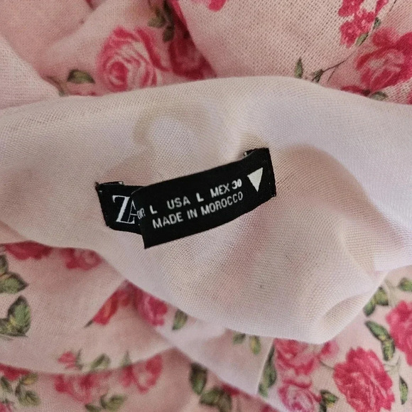 Zara Bloggers Favorite Pink Floral Lace Up Cutout Strappy Linen Blend Mini Dress - Picture 13 of 15